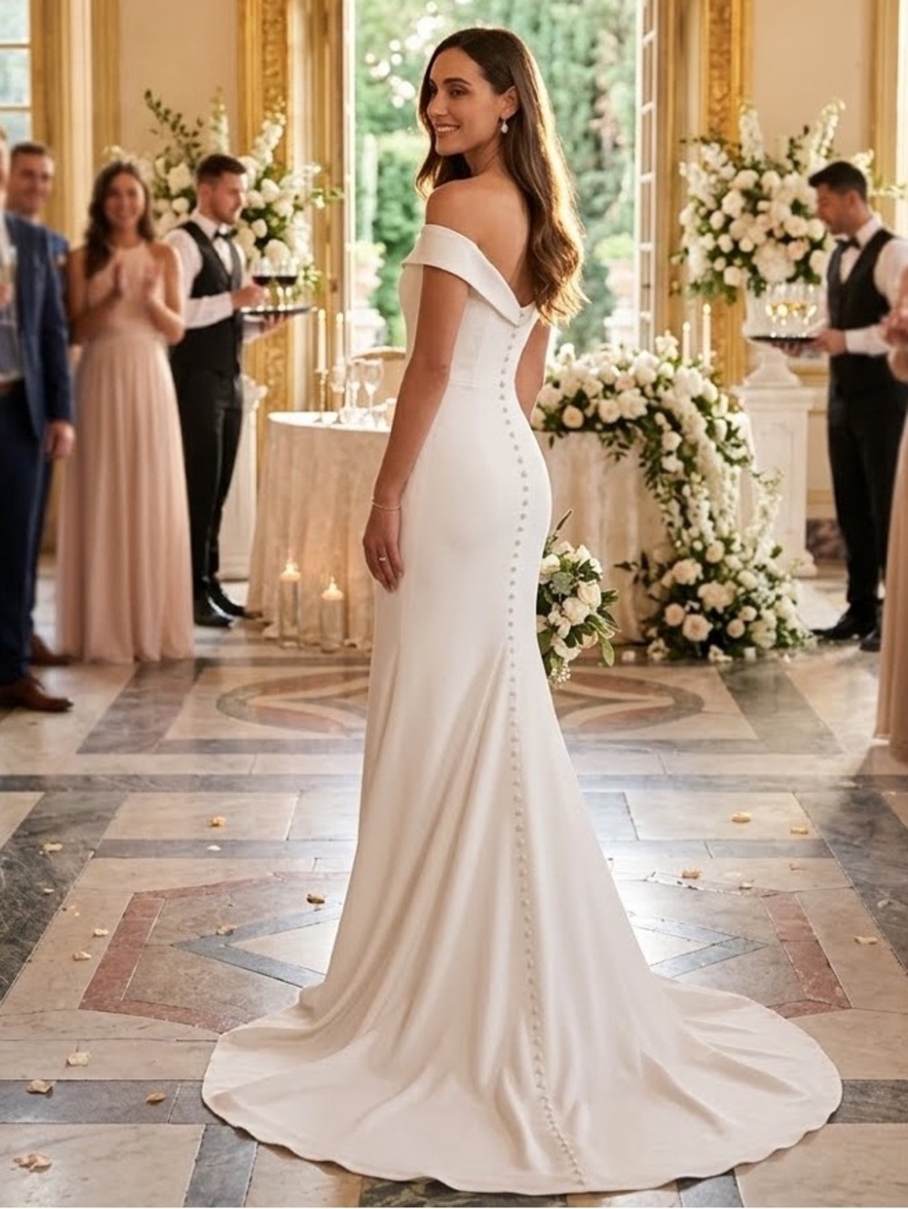 New Lulus Arienne Elegant Off-Shoulder White Bridal Gown Sz Medium